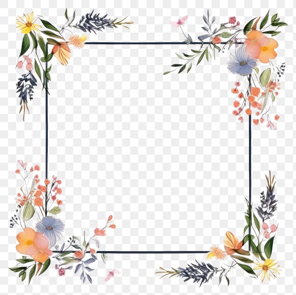 PNG  Flowers pattern backgrounds frame. AI generated Image by rawpixel.