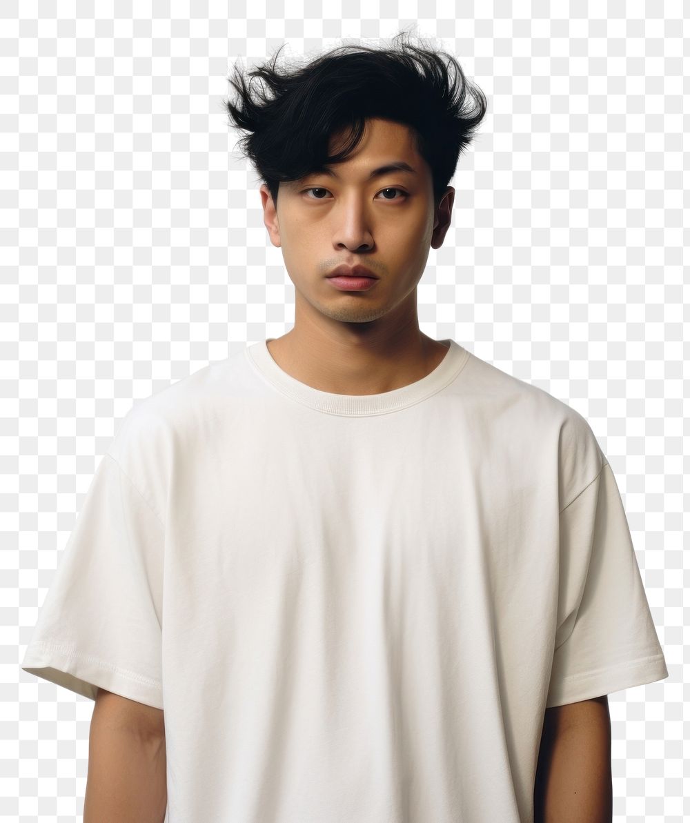 PNG A mixed race japanese man wear offwhite t shirt portrait t-shirt photo.