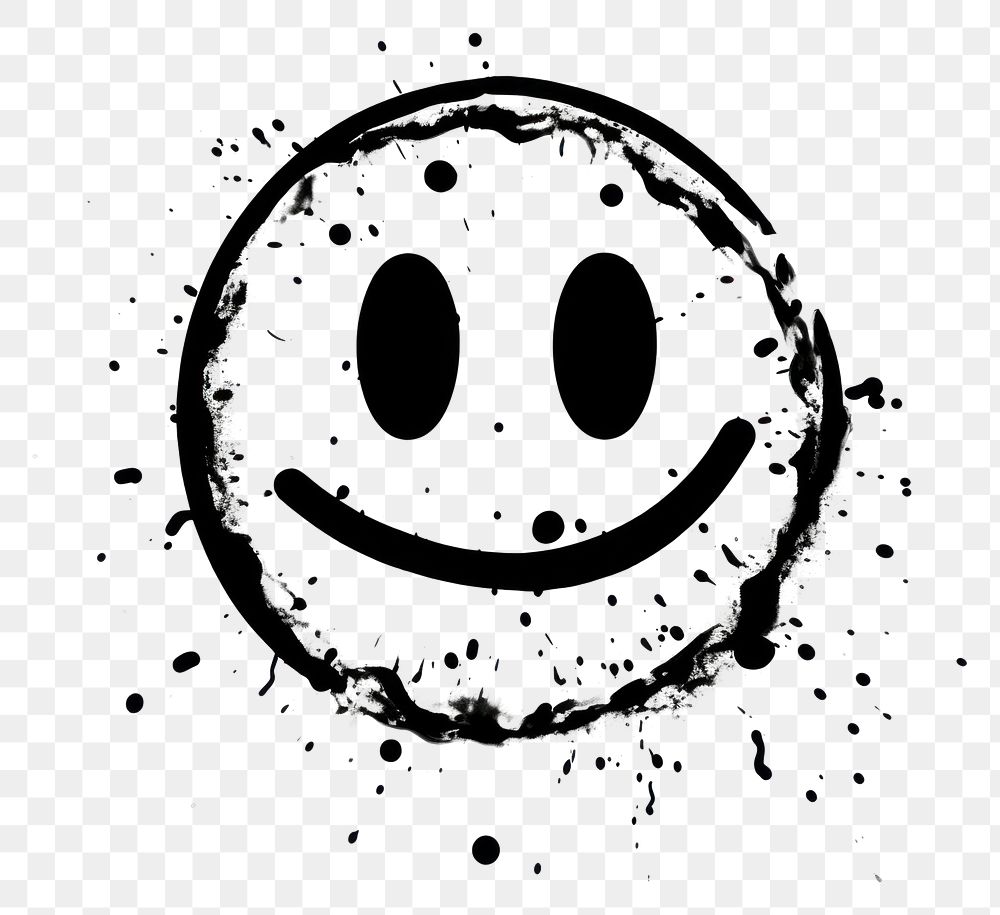 PNG  Smile face emoji white stain line