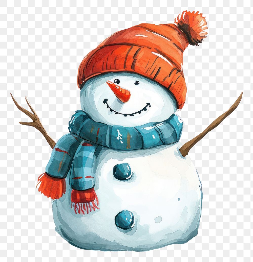 PNG  Snowman wearing beanie hat cartoon winter white.