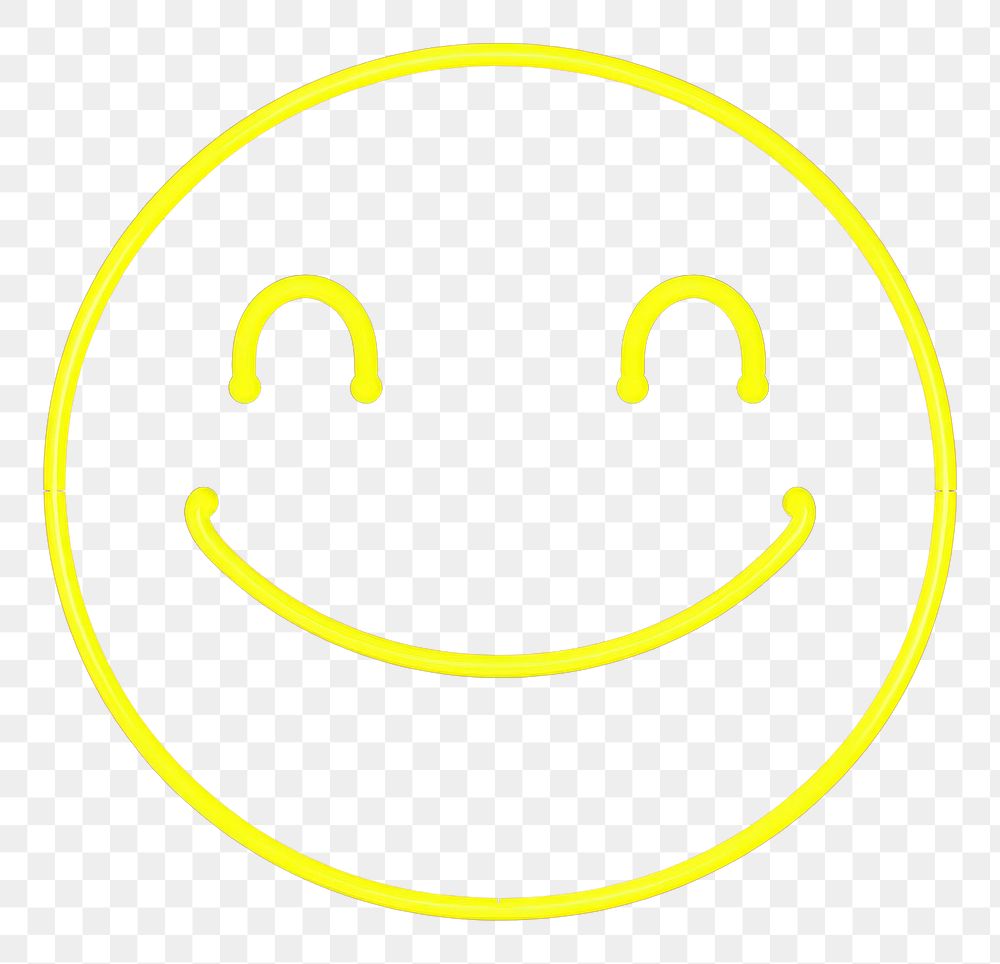 PNG  Smile emoji icon neon yellow light.