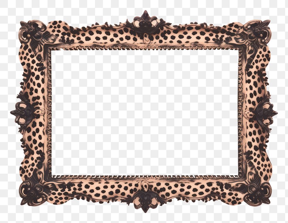PNG Frame on leopard pattern decoration wallpaper.