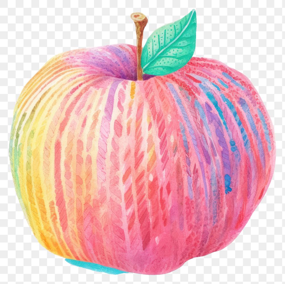 PNG  Crayon texture illustration of an apple fruit plant food.