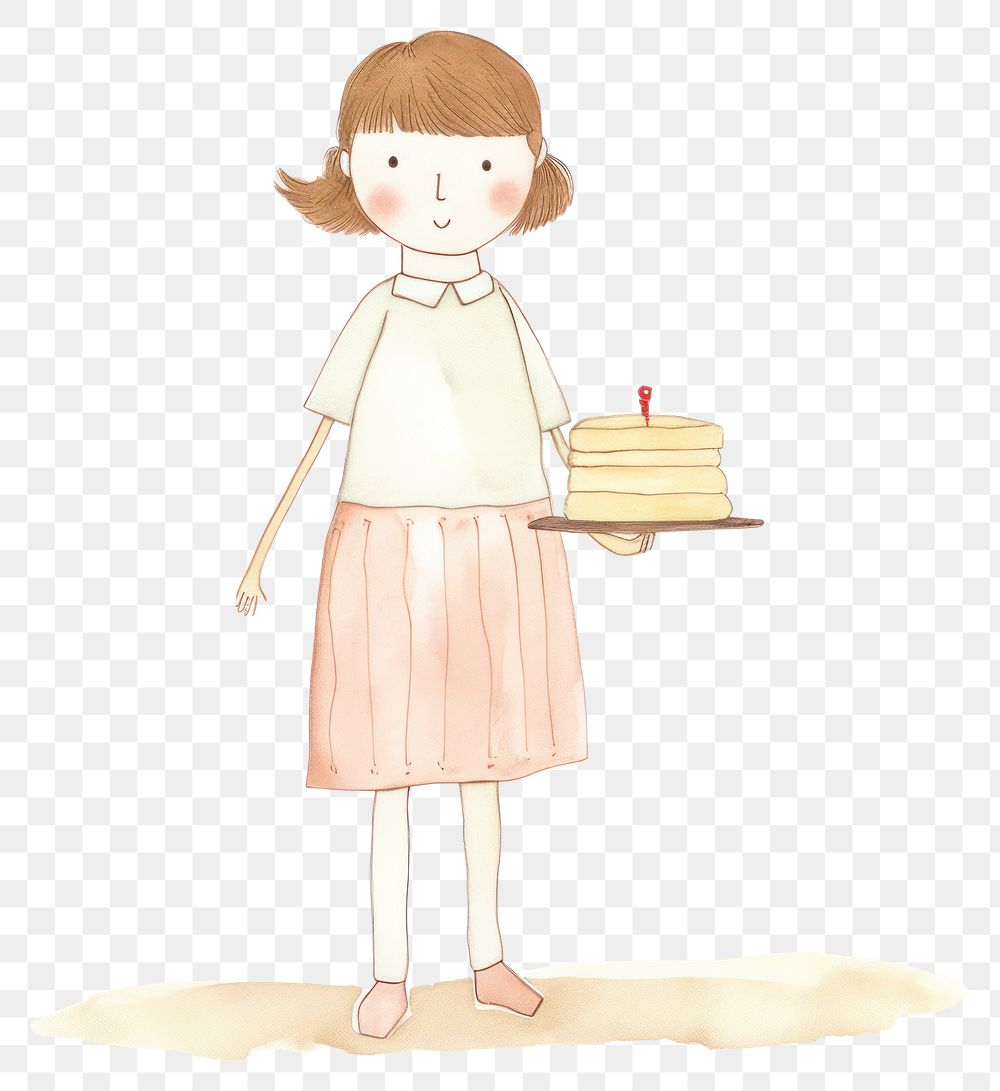 PNG  Girl holding cake athlete character dessert child happiness.