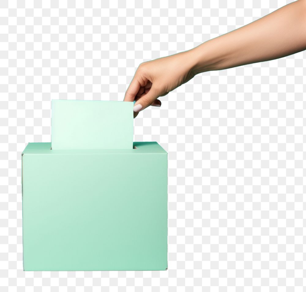 PNG Paper voting box green hand.
