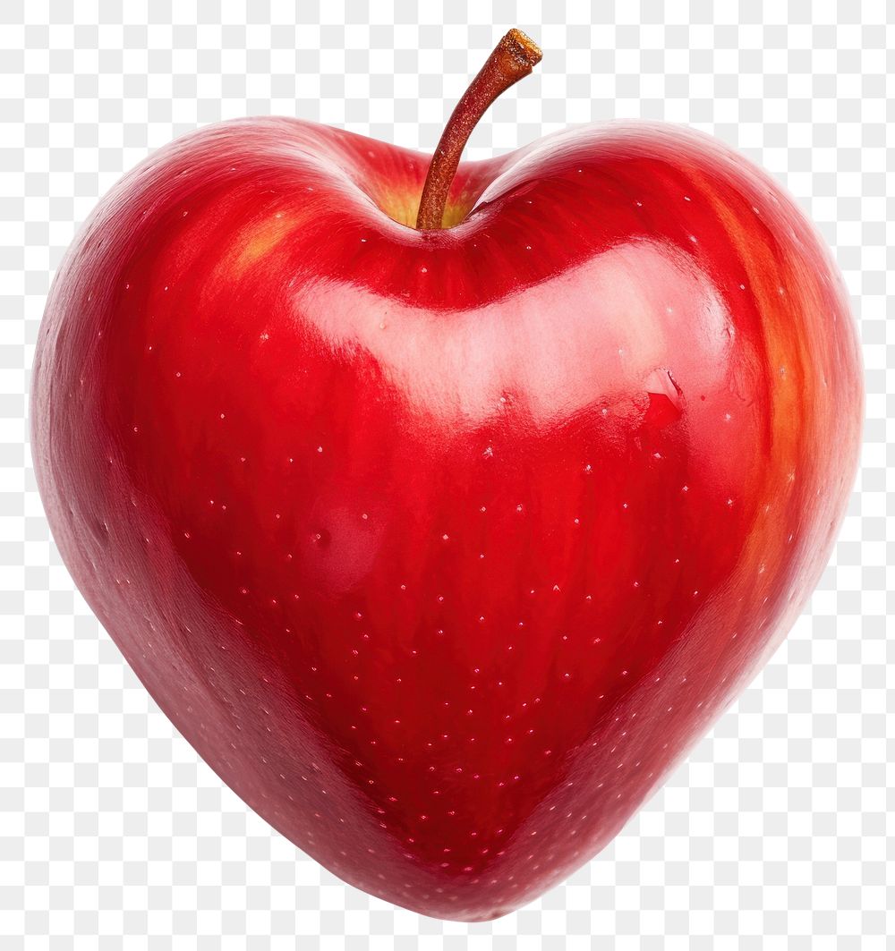 PNG  Apple heart shape fruit plant food.
