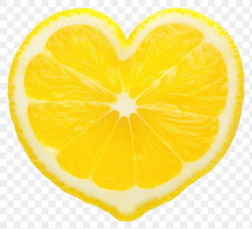 PNG  Lemon heart shape fruit plant food.