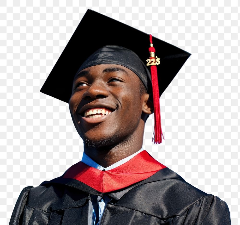 PNG Man high school graduate graduation cheerful student.