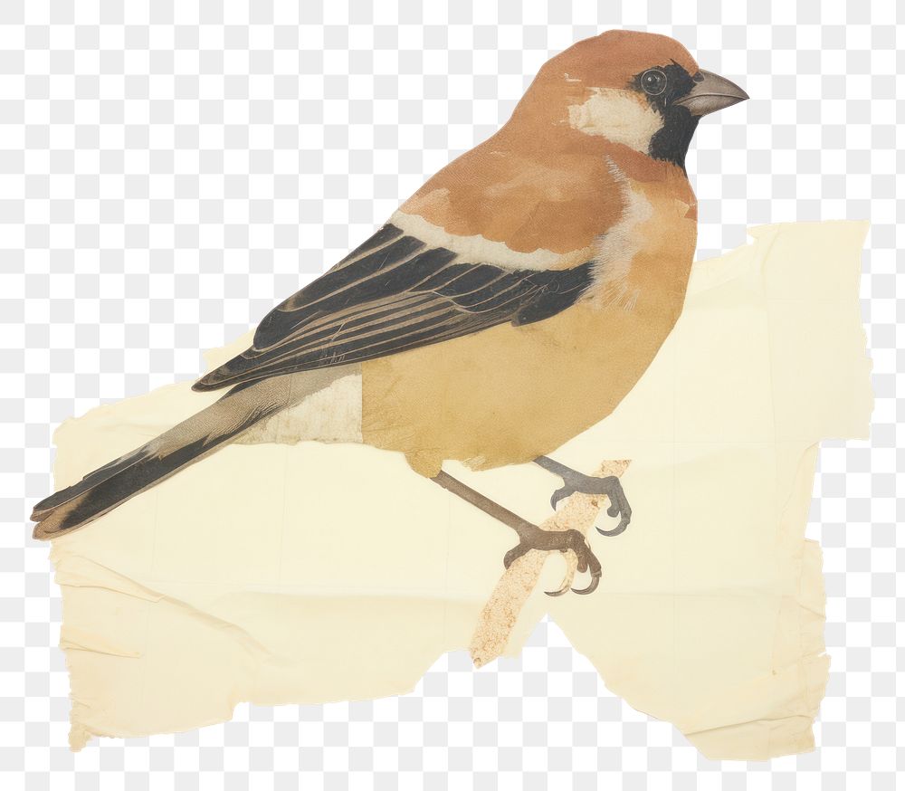 PNG  Bird ripped paper sparrow animal white background.