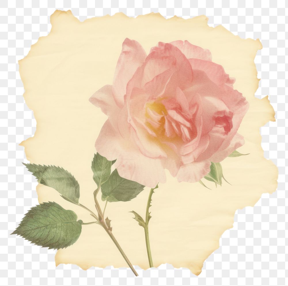 PNG  Rose ripped paper flower petal plant.