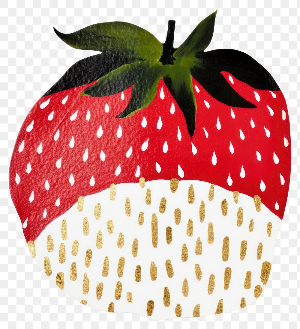 PNG  Strawberry shape ripped paper fruit plant food.