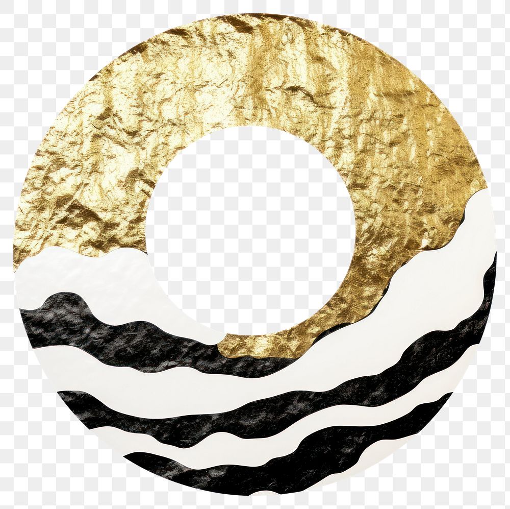 PNG  Wave in circle shape ripped paper gold white background aluminium.