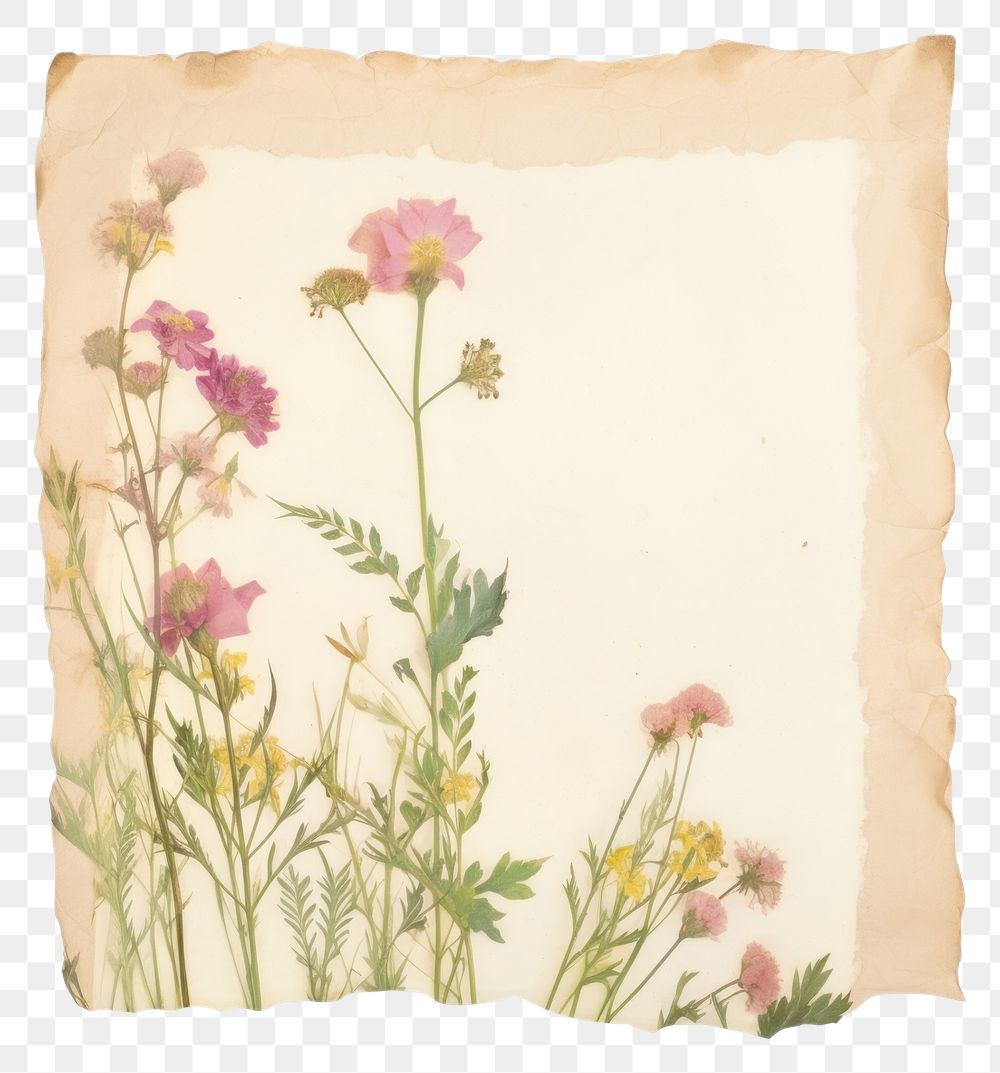 PNG  Wildflower ripped paper painting pattern plant