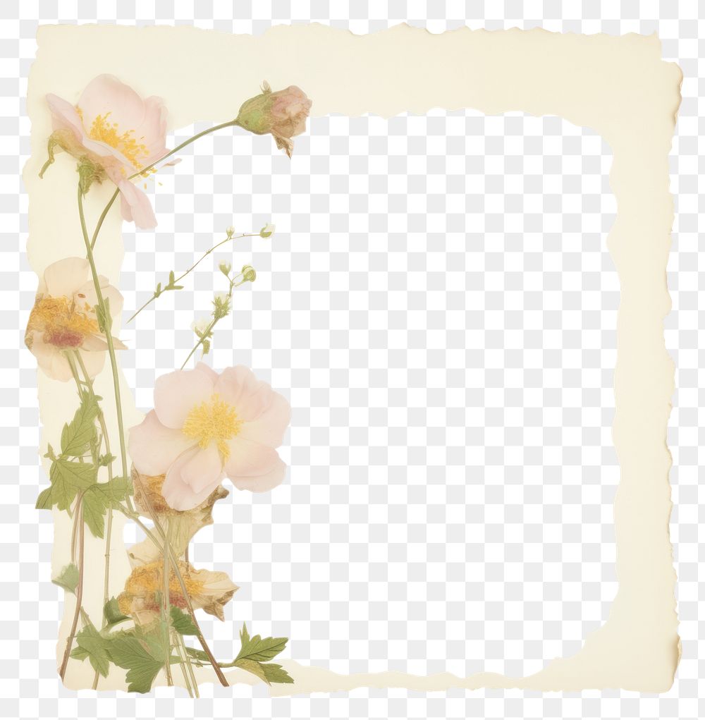 PNG  Wildflower ripped paper plant petal white background.