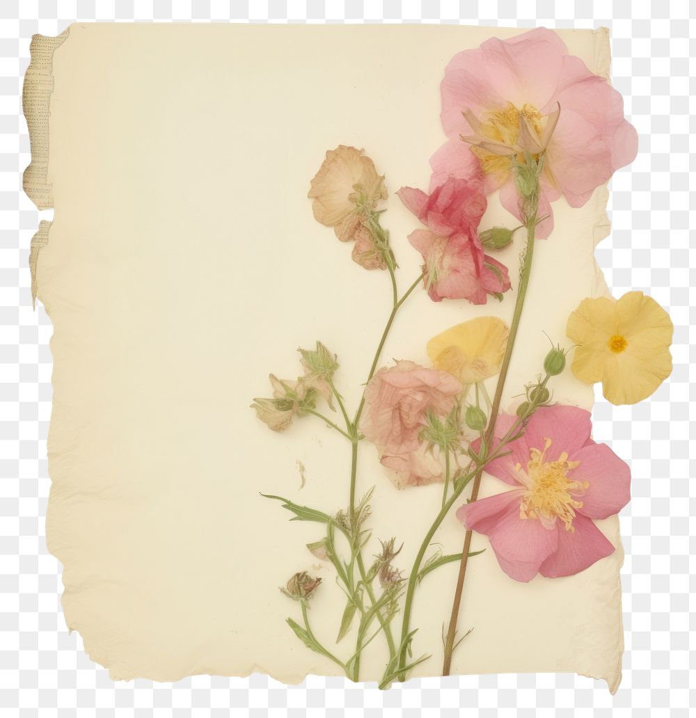 PNG  Wildflower ripped paper painting petal plant.