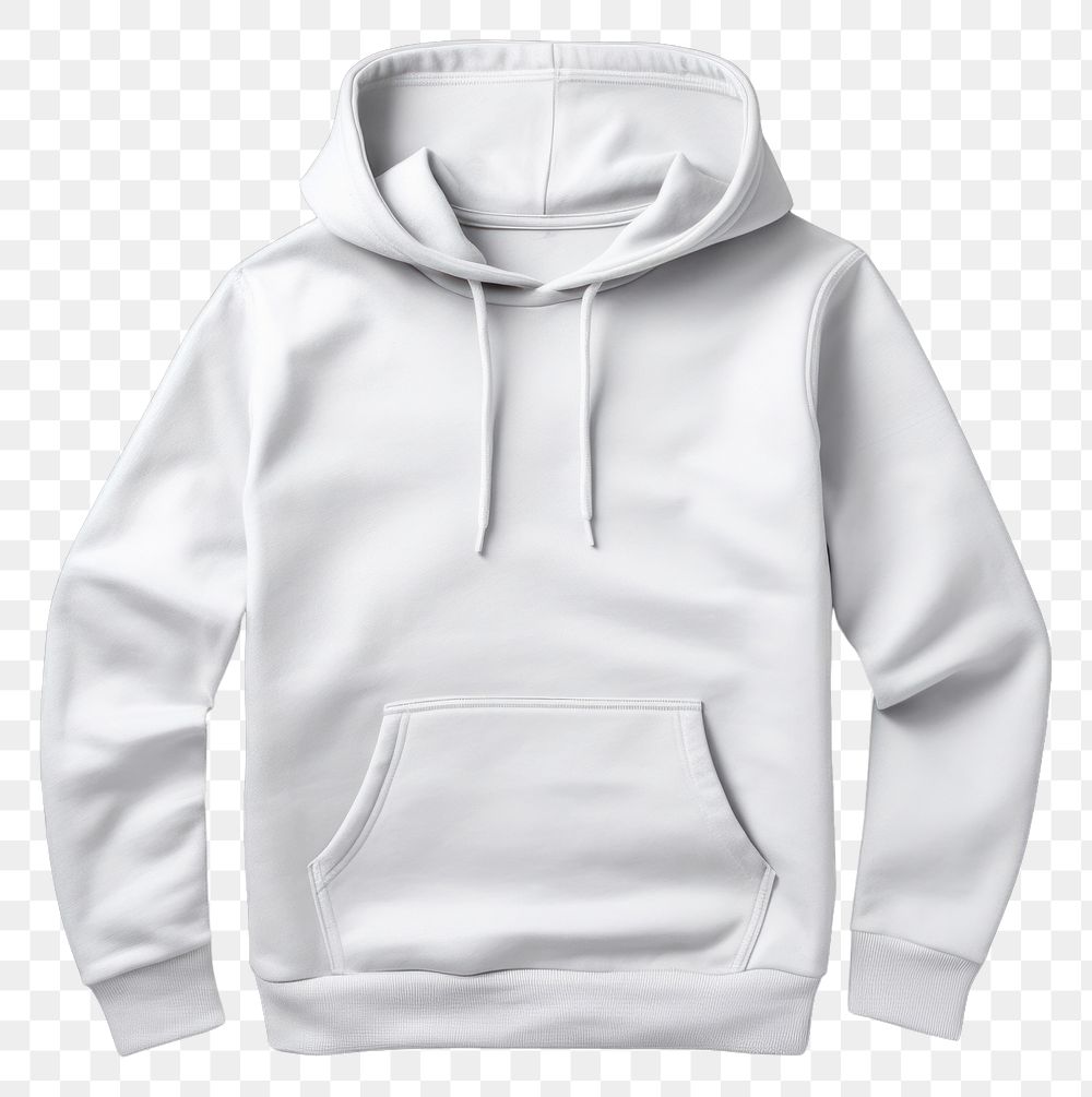 PNG  Basic white hoodie mockup sweatshirt outerwear clothing.