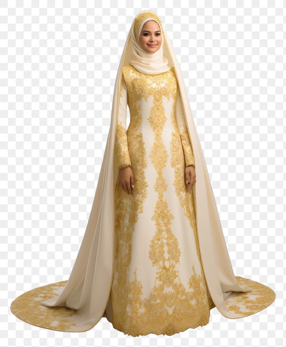 PNG  Brunei bride wedding dress tradition.