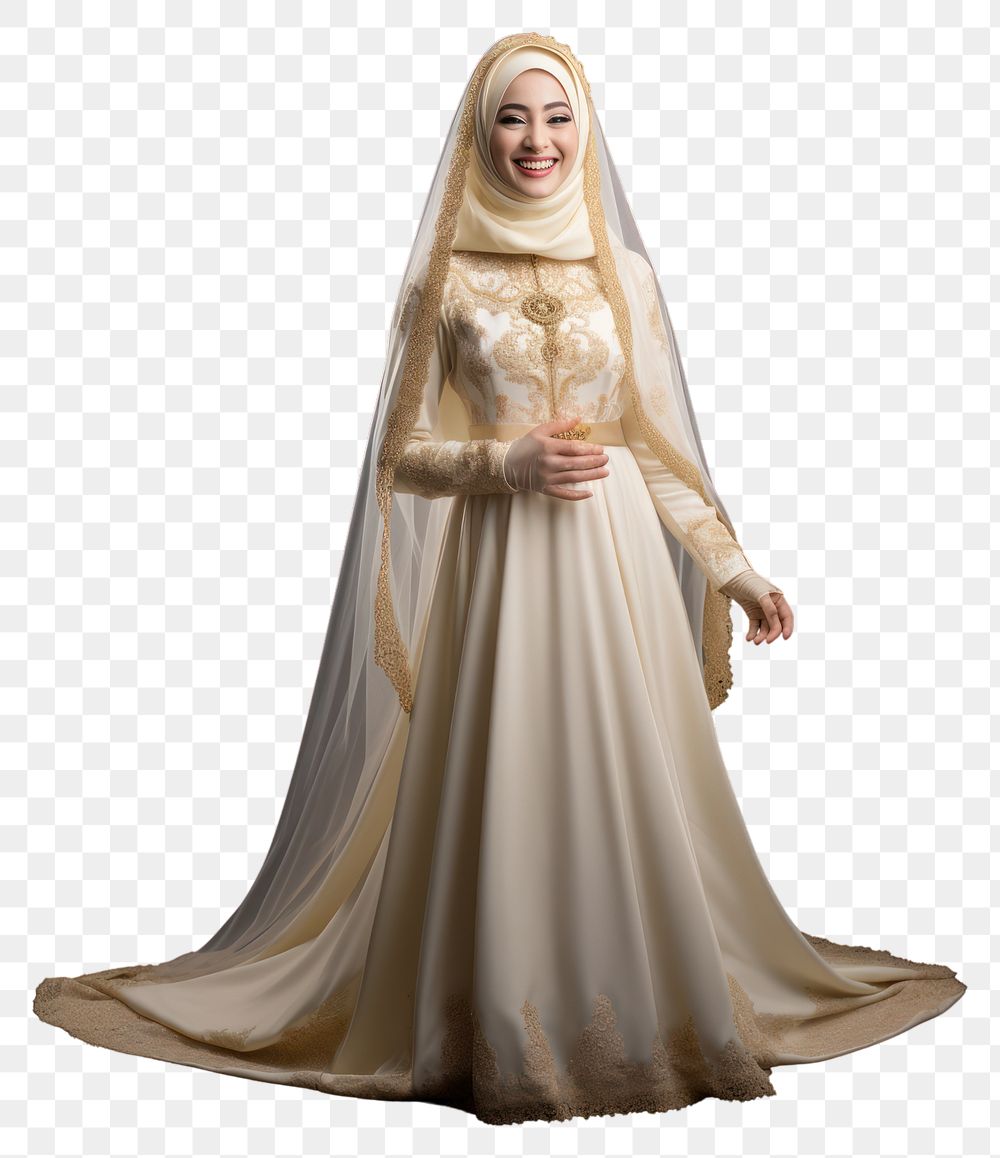 PNG  Brunei bride wedding dress fashion.