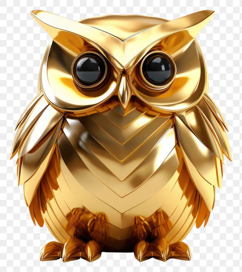 PNG  Owl animal bird gold.