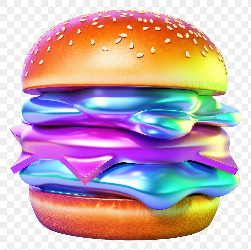 PNG  A burger icon iridescent food white background hamburger.
