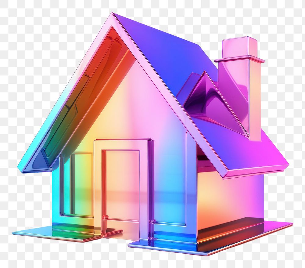 PNG A house icon iridescent purple white background architecture.