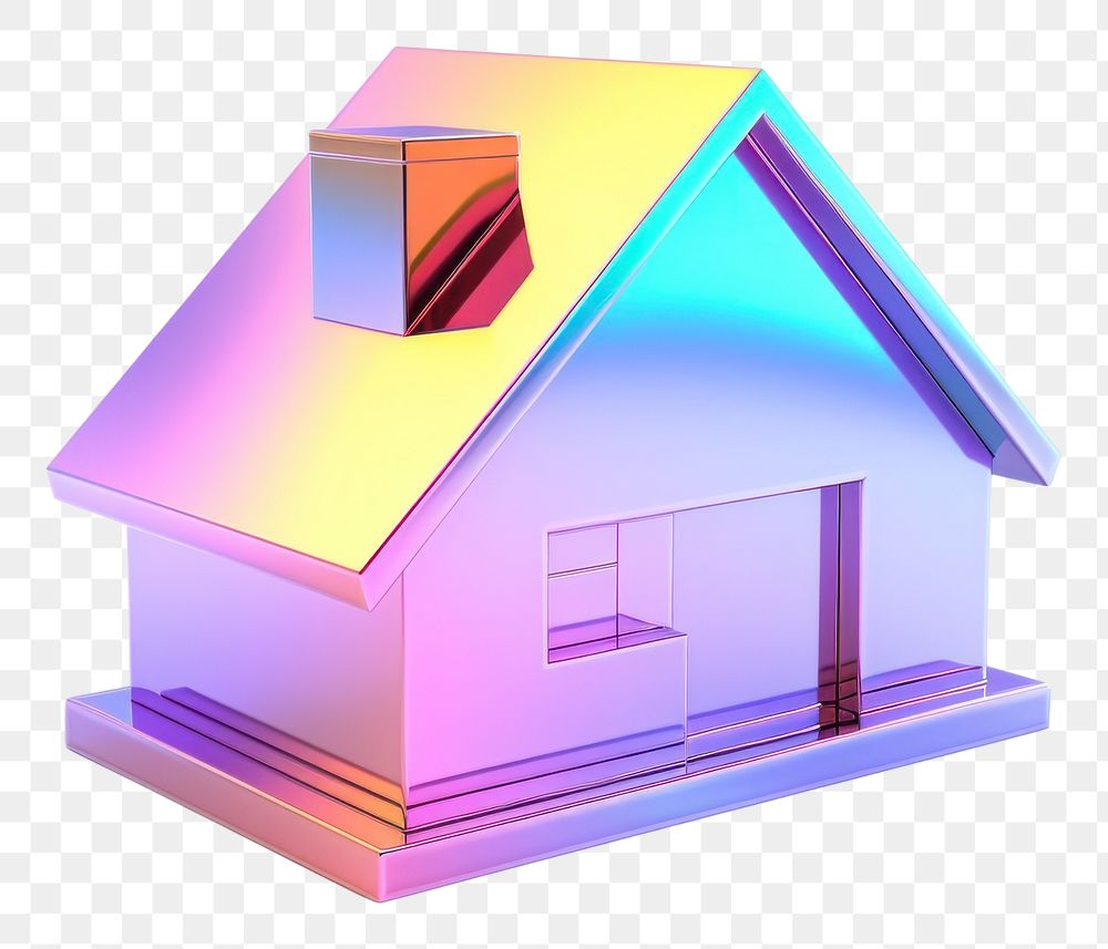 PNG A house icon iridescent architecture building white background.