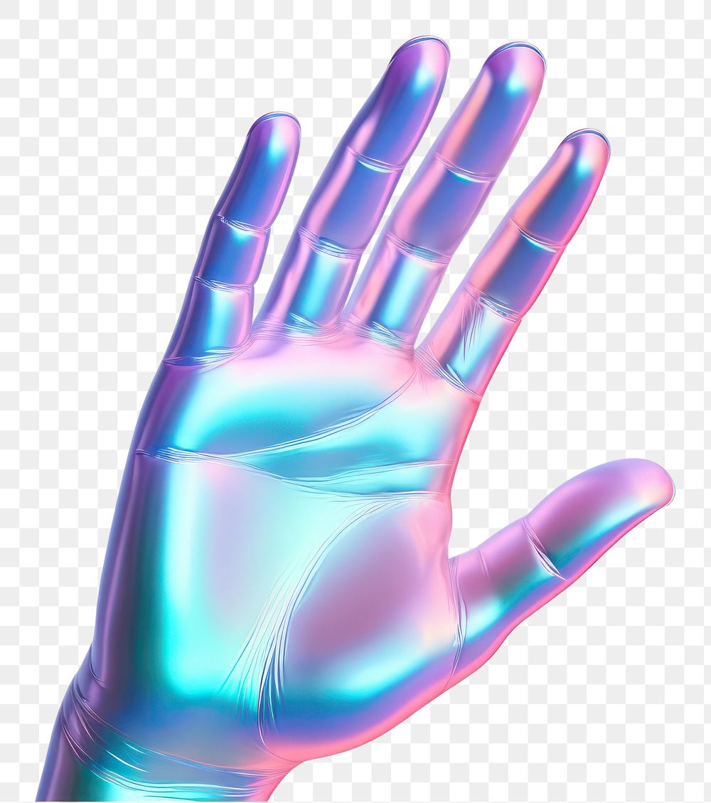 PNG A hand icon iridescent white background technology clothing.