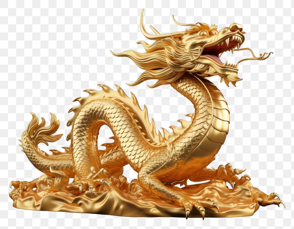 PNG  Dragon gold representation chinese dragon