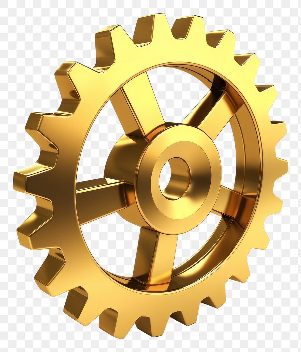 PNG  Gear wheel gold white background.