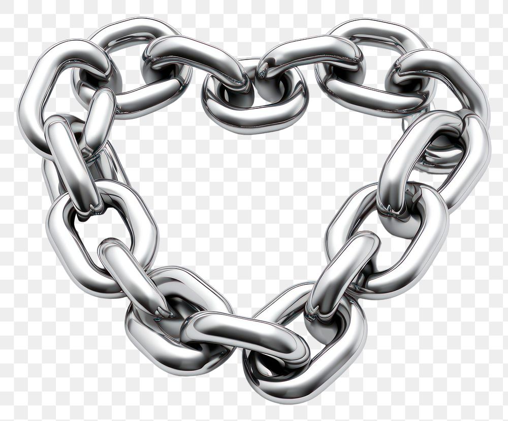 PNG Heart chain jewelry silver