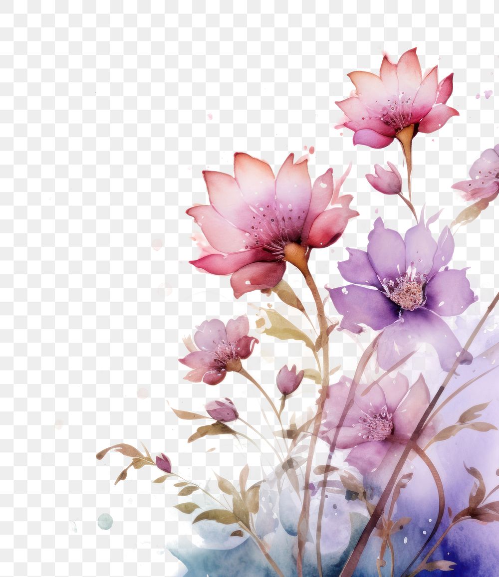 PNG Flower painting blossom pattern.