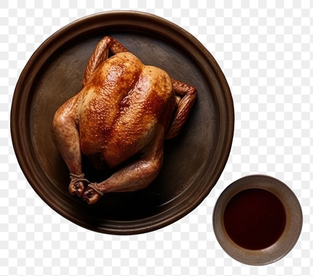 PNG  A roasted turkey on the table dinner plate meat. AI generated Image by rawpixel.