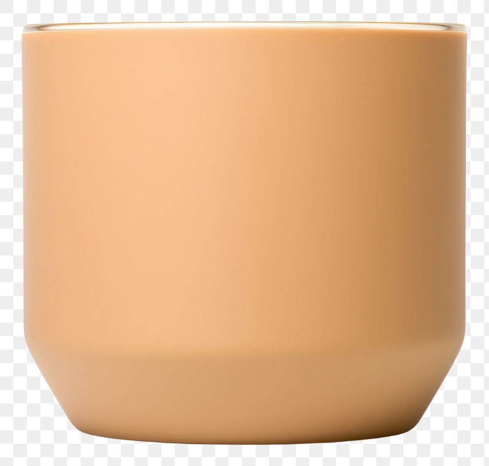 PNG  Ceremic candle jar in light brown simplicity pottery cup. AI generated Image by rawpixel.