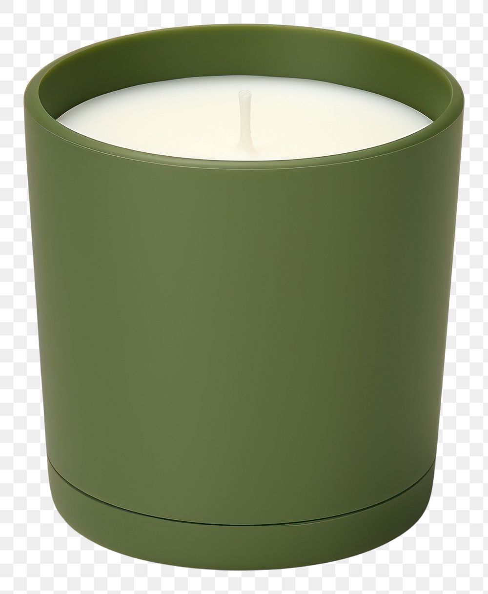 PNG  Ceremic candle jar in army green white background still life rectangle. AI generated Image by rawpixel.