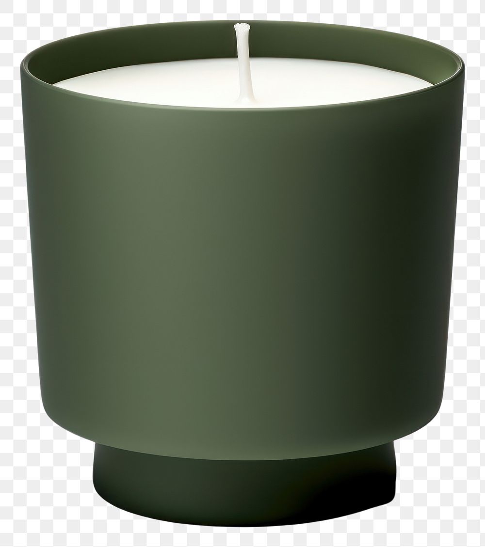 PNG  Ceremic candle jar in army green white background flowerpot cylinder. AI generated Image by rawpixel.