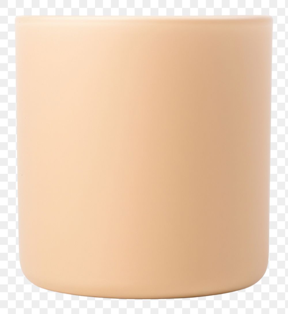 PNG  Ceremic candle jar in light brown simplicity cylinder pottery. AI generated Image by rawpixel.