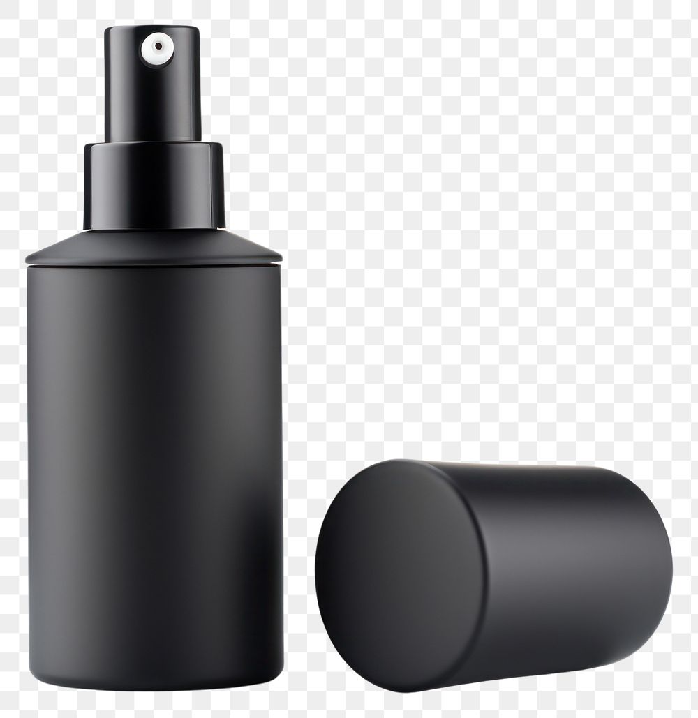 PNG  Cosmetics bottle cylinder black. AI generated Image by rawpixel.