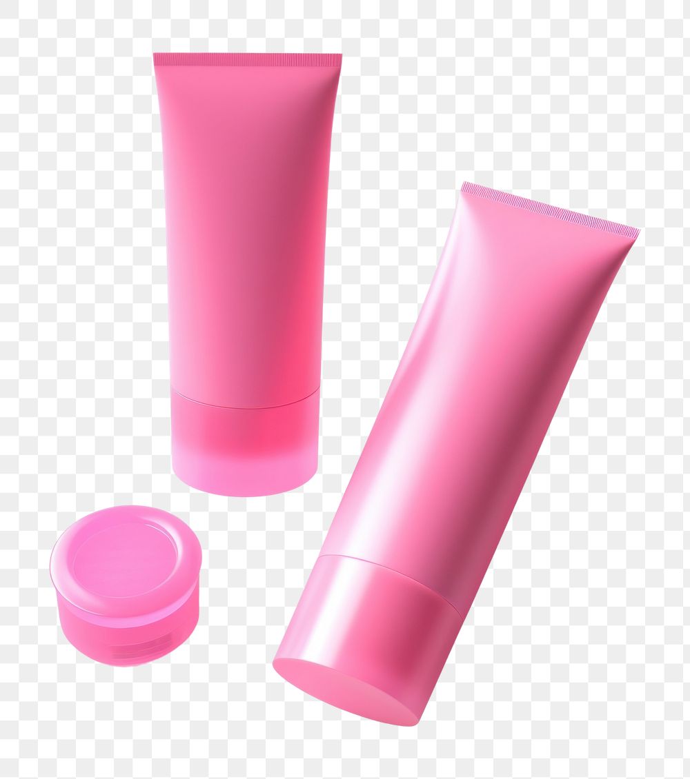 PNG  Pink cosmetic Tubes Mock-up cosmetics bottle white background. AI generated Image by rawpixel.