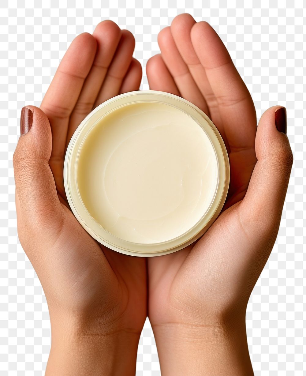 PNG  The woman holding a hand lotion photography finger bowl. AI generated Image by rawpixel.