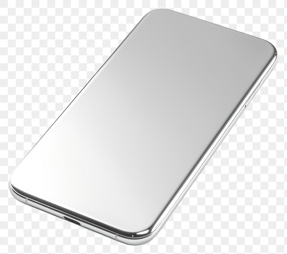 PNG Mobile phone Chrome material silver white background electronics.