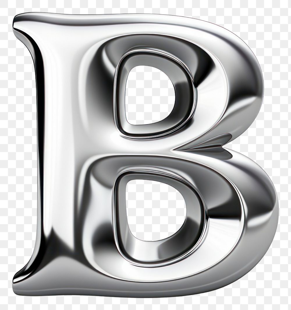 PNG Serif alphabet B shape text white background silver.