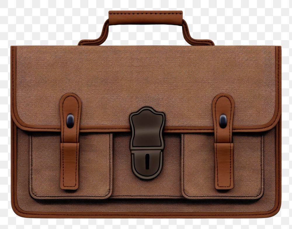 PNG Briefcase brown bag white background. AI generated Image by rawpixel.