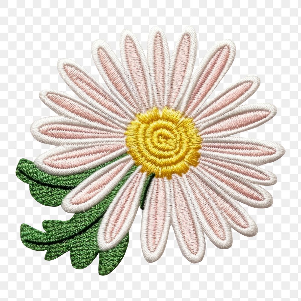 PNG Daisy embroidery pattern plant. AI generated Image by rawpixel.