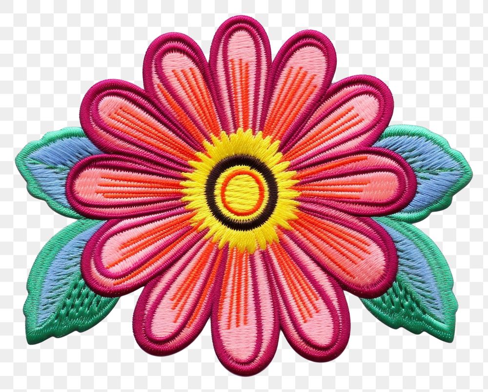 PNG Flower embroidery pattern plant. AI generated Image by rawpixel.