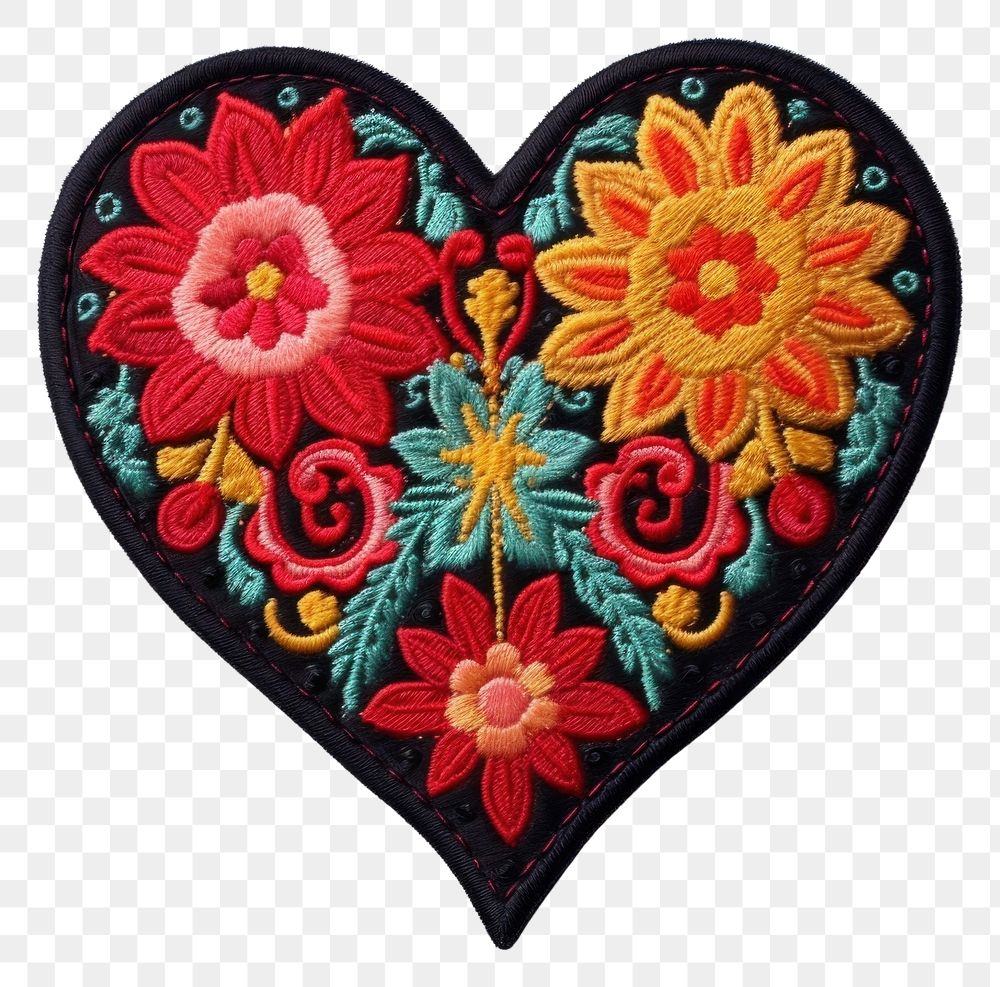 PNG Heart embroidery pattern craft. AI generated Image by rawpixel.