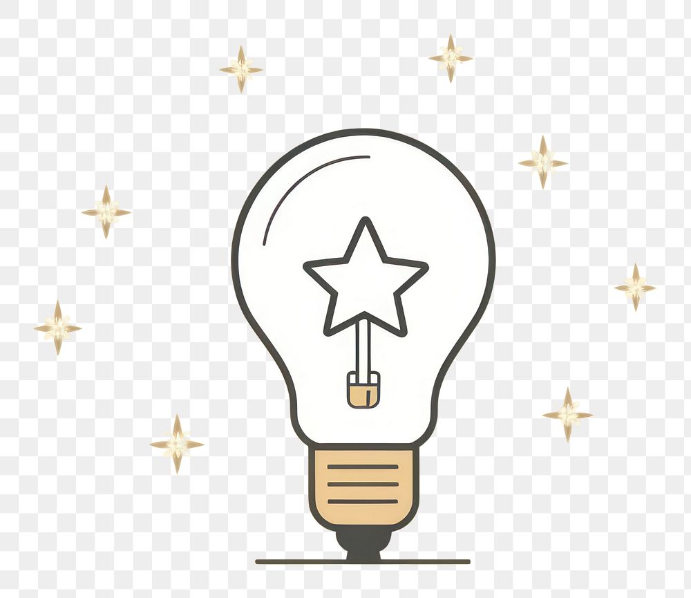 PNG  Light bulb whit star lightbulb innovation creativity.