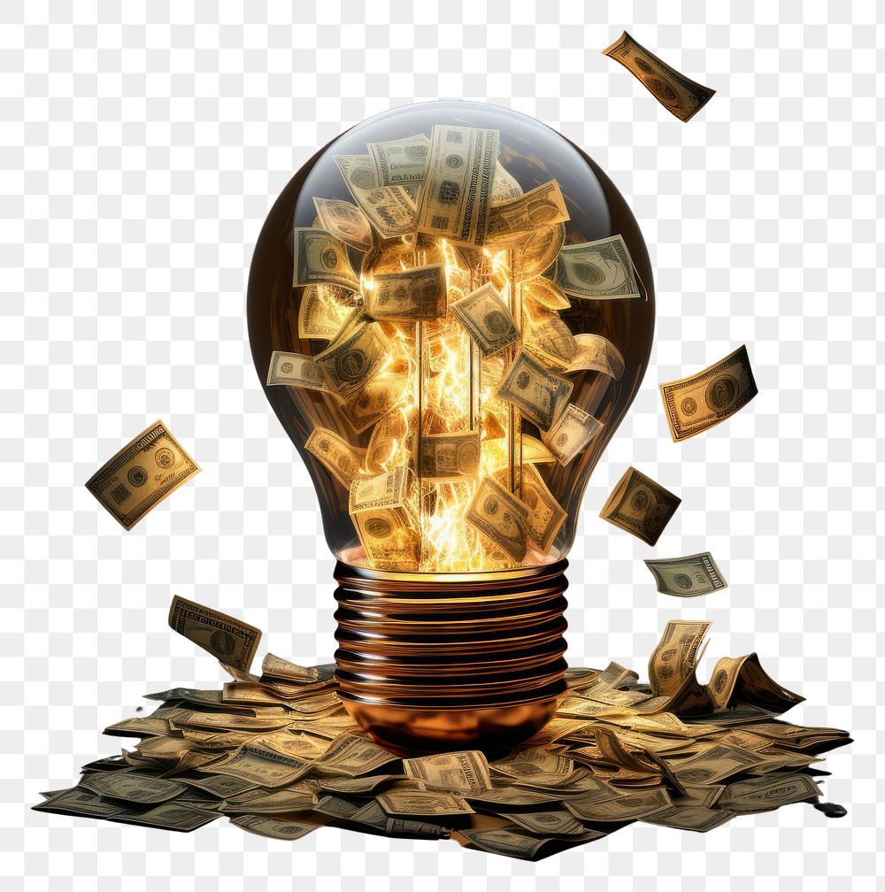 PNG  Light bulb with money lightbulb innovation electricity.