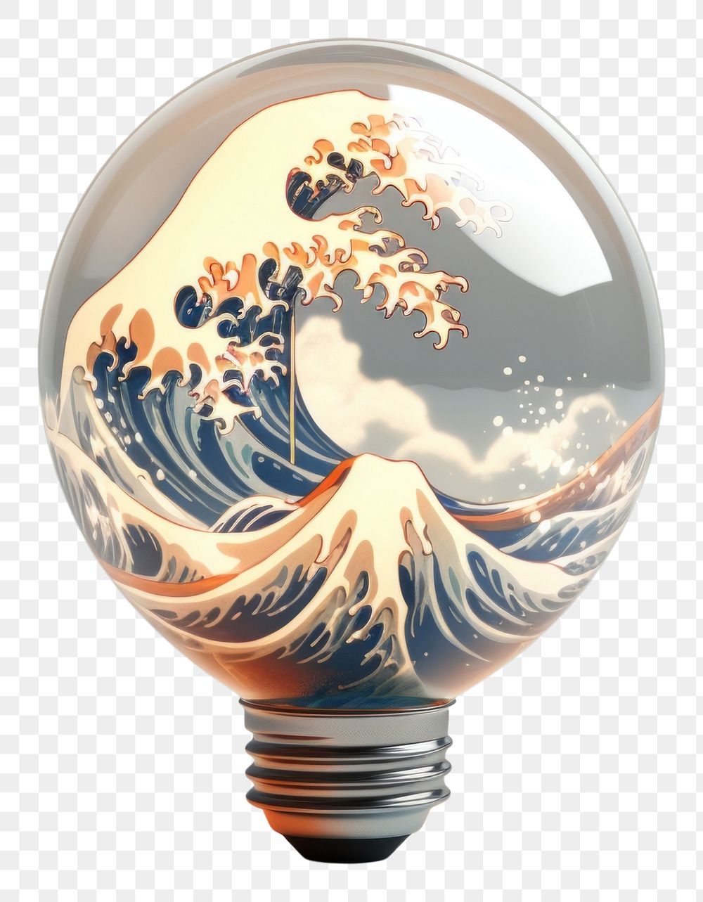 PNG  Light bulb with japanese wave lightbulb innovation electricity.