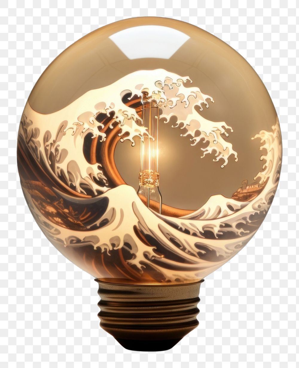 PNG  Light bulb with japanese wave lightbulb electricity light bulb.