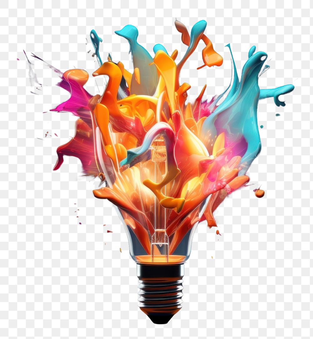 PNG  Light bulb abstract art explosion lightbulb creativity innovation.